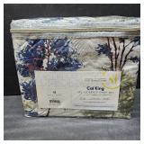 Sweet Home Florence Blue/Green Floral Print 4-Piece Microfiber Sheet Set Cal King