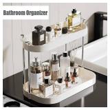 Bathroom Organizer Countertop - 2 Tier Perfume Organizer,Acrylic Vanity Tray,Skincare Makeup Organizer and Storage for Dresser White