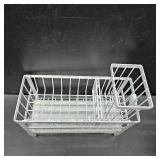 Hvisso 2-Tier Kitchen Sink Caddy with High Brush Holder, Sponge Holder for Sink, Kitchen Storage Organization Sponge Rack, Home Apartment Essential Gadgets Accessories (White1)