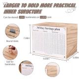 Piggy Bank for Kids and Adults, Wooden Money Saving Box for Cash, Unbreakable Piggy Bank for $10000 $5000 $3000 $1000 $800 $500 Target Money Saving Challenge.(Burly Wood)