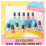 modelones Nail Polish Set, 12 Colors Spring Summer Blue Green Pink Nude Yellow Purple Pastel Quick Dry Mini Starter Kit Long Lasting Art DIY Manicure Set at Home for Women Girls
