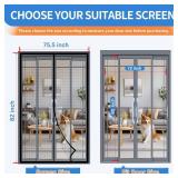 Upgraded PET Mesh Magnetic Screen Door Stronger Than Fiberglass and Polyester,Hands Free,Keep Bugs Out,Pet & Kid Friendly,Suitable for Sliding Doors,Patio and French Doors-72' X 80'