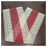 VIV CHERBL Boho Summer Table Runner - Red & Lvory 48x12Inch Small Table Runner, Cotton Blend Macrame Style Home Decor, Fade Resistant for Dining Table, Coffee Table & Living Room