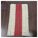 VIV CHERBL Boho Summer Table Runner - Red & Lvory 48x12Inch Small Table Runner, Cotton Blend Macrame Style Home Decor, Fade Resistant for Dining Table, Coffee Table & Living Room