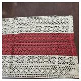 VIV CHERBL Boho Summer Table Runner - Red & Lvory 48x12Inch Small Table Runner, Cotton Blend Macrame Style Home Decor, Fade Resistant for Dining Table, Coffee Table & Living Room
