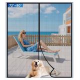 Upgraded PET Mesh Magnetic Screen Door Stronger Than Fiberglass and Polyester,Hands Free,Keep Bugs Out,Pet & Kid Friendly,Suitable for Sliding Doors,Patio and French Doors-72' X 80'