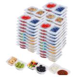 50 Pack Double Compartment Condiment Container with Lids,2 Compartment Small Resuable Snack Box Containers, 5 Oz Divided Snack Tray For Meal Prep,Sauce,Salad,Travel