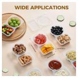 50 Pack Double Compartment Condiment Container with Lids,2 Compartment Small Resuable Snack Box Containers, 5 Oz Divided Snack Tray For Meal Prep,Sauce,Salad,Travel