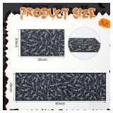 2 Set of Halloween Kitchen Mat 20x60 and 20x30 Inch Black Dancing Skeleton Kitchen Rug Non-Slip Washable Rug for Halloween Home Decor