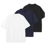 POHADON 3 Pack Men's Oversized Cotton T-Shirts Unisex Summer Short Sleeve Crew Neck Loose Fit Basic Tops for Women. Large