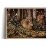 Vintage Rabbit Wall Arts - Spring Easter Bunny Poster Print - Modern Farmhouse Easter Egg Decoration for Bedroom Living Room - Ornament Craft Gift for Women - Rustic French Country Decor - Cottagecore