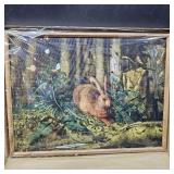 Vintage Rabbit Wall Arts - Spring Easter Bunny Poster Print - Modern Farmhouse Easter Egg Decoration for Bedroom Living Room - Ornament Craft Gift for Women - Rustic French Country Decor - Cottagecore