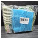 168Pcs Watercolor Dinosaur Decorations - Dinosaur Theme Birthday Party Supplies Includes Plates Cups Napkins Cutlery Tableware for Boys Baby Shower | Serves 24