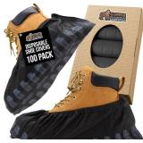 GORILLA GUARD Shoe Covers Disposable, Pack of 200 (100 Pairs) Ankle Booties, Tear and Dust Resistant Accessories for Work, Heavy Duty Safety Boot Cover for Indoors and Outdoors, Secure Fit Black