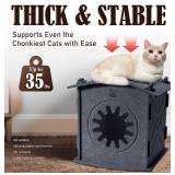 Apasiri Cat Houses for Indoor Cats: Felt Cat House Cave Cathouse, 15x14x15Inch Scratch-Resistant Warm Insulated Covered, Hideaway Tent for Anxiety Relief Gift, Grey