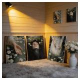 3Pcs Victorian Canvas Wall Art Girl in the water lily Dark Academia Wall Decor Pictures Gothic Cottagecore Beautiful Girl Posters Prints for Living Room Bedroom Bathroom Home Decoration 12X16in