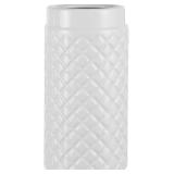 White Ceramic Vase for Flowers, White Ribbed Vase, Large Ceramic Vases, Modern Decorative Vases for Home Decor, Living Room, Office, Fireplace, Dining Table, 8 inches