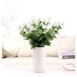 White Ceramic Vase for Flowers, White Ribbed Vase, Large Ceramic Vases, Modern Decorative Vases for Home Decor, Living Room, Office, Fireplace, Dining Table, 8 inches