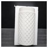White Ceramic Vase for Flowers, White Ribbed Vase, Large Ceramic Vases, Modern Decorative Vases for Home Decor, Living Room, Office, Fireplace, Dining Table, 8 inches