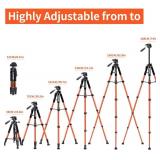 ZOMEi 188cm Heavy Duty DSLR Tripod Stand, Tall Multi-Functional Extension, Multi-Angle Shooting, Compatible with Cameras, Mobile Phones, Projector, Binoculars, Spotting Scope, Orange
