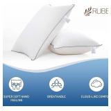 RUBBI Bedding Queen Pillows (Set of 2)   Soft, Fluffy, Hotel-Style Bed Pillows for Side & Back Sleepers, White