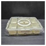 aqxreight Sectioned Serving Platter, Divided Tray with Lid and Handle for Home Picnic, 8 Compartments, Multifunctional Airtight Plastic Seasoning Platter, for Snacks, Nuts, Dried