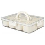 aqxreight Sectioned Serving Platter, Divided Tray with Lid and Handle for Home Picnic, 8 Compartments, Multifunctional Airtight Plastic Seasoning Platter, for Snacks, Nuts, Dried
