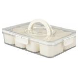 aqxreight Sectioned Serving Platter, Divided Tray with Lid and Handle for Home Picnic, 8 Compartments, Multifunctional Airtight Plastic Seasoning Platter, for Snacks, Nuts, Dried