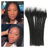 Loc Extensions Human Hair Dreadlock Extensions Human Hair 0.6CM Width Locs Extensions Bundles for Women Men Kids Full Handmade Permanent Locs Can Be Dyed and Bleached 10Strands(1B,12 Inch)