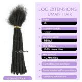 Loc Extensions Human Hair Dreadlock Extensions Human Hair 0.6CM Width Locs Extensions Bundles for Women Men Kids Full Handmade Permanent Locs Can Be Dyed and Bleached 10Strands(1B,12 Inch)