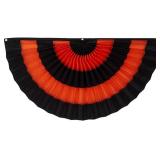 Halloween Nylon Pleated Fan - 2 20' Fully Sewn Black & Orange Stripe Flag Bunting for Seasonal Festive D cor