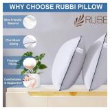 RUBBI Bedding Queen Pillows (Set of 2)   Soft, Fluffy, Hotel-Style Bed Pillows for Side & Back Sleepers, White