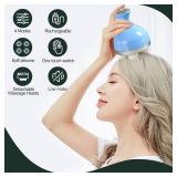 Manual Scalp Massager, 4 Interchangeable Massage Heads, Handheld Head Scratcher for Stress Relief and Hair Care, Blue