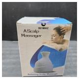 Manual Scalp Massager, 4 Interchangeable Massage Heads, Handheld Head Scratcher for Stress Relief and Hair Care, Blue