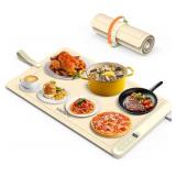 Food Warming Mat WochiTV Electric Warming Tray with 6 Level Temperature Control and 6 Hours Timer Extra Large Food Warmer Perfect for Parties Gatherings Buffet (Beige)