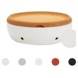 Layers Cork and Ceramic Fruit Bowl - Modern Matte Finish with Airflow Design, Dishwasher-Safe Ceramic, Cork Lid, Perfect for Fridge or Countertop Storage (Speckle)
