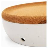 Layers Cork and Ceramic Fruit Bowl - Modern Matte Finish with Airflow Design, Dishwasher-Safe Ceramic, Cork Lid, Perfect for Fridge or Countertop Storage (Speckle)