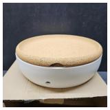 Layers Cork and Ceramic Fruit Bowl - Modern Matte Finish with Airflow Design, Dishwasher-Safe Ceramic, Cork Lid, Perfect for Fridge or Countertop Storage (Speckle)