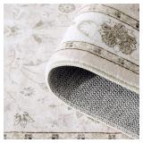 Smiry Floral Area Rug, 5x7 Feet Vintage Print Pattern, Machine Washable Non-Slip Floor Carpet, Low Pile Throw Rugs for Living Room, Bedroom, Dining Room, Laundry Indoor Home Decor, Beige