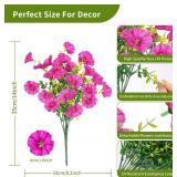 Artificial Flowers for Outdoor 12 Bundles Fake Silk White Morning Glory Spring Summer Decoration, Faux UV Resistant Look Real Plant for Outside Front Door Porch Patio Balcony Yard Fuchsia