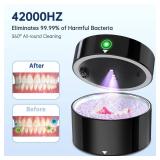 Rechargeable Ultrasonic UV Retainer Cleaner, 5000mAh Battery, Sonic Dental Cleaning Machine for All Dentures, Aligners, Braces, Retainer, Mouth Guards, Jewelry, Portable 42kHz (Black)