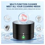 Rechargeable Ultrasonic UV Retainer Cleaner, 5000mAh Battery, Sonic Dental Cleaning Machine for All Dentures, Aligners, Braces, Retainer, Mouth Guards, Jewelry, Portable 42kHz (Black)