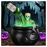 Floating Potion Cauldron - Cauldron Halloween Decor with Magic Floating Potion Bottles and Diffuser - Black Plastic Witches Bowl Hocus Pocus Party Decoration for Vintage Home Decor