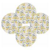 Round Placemats Set of 4 Spring Floral Place Mats Washable Woven Placemat Yellow Berry Fruit Vintage Blue Leaves Plant Circle Braided Heat Resistant Table Mat for Kitchen Dining Party Decor 15 Inch