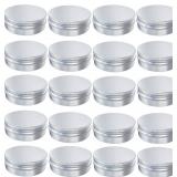 20 Pcs 2 Ounce Aluminum Tin Jar, 60 ML Refillable Tin Container, with Screw Lid, for Storing Spices, Candies, Candles, Silver
