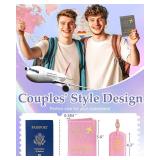 Slohif Mr and Mr Passport Holder and Luggage Tag Set   LGBTQ Pride Honeymoon Travel Accessories Wedding Valentines Day Gifts for Gay Couples Pink Grey