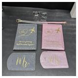 Slohif Mr and Mr Passport Holder and Luggage Tag Set   LGBTQ Pride Honeymoon Travel Accessories Wedding Valentines Day Gifts for Gay Couples Pink Grey