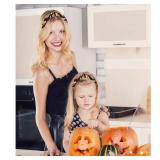 Halloween Headbands for Women Spooky Pumpkin Rhinestone Knotted Headband Halloween Headpiece Pumpkin Hair Accessories Party Favors