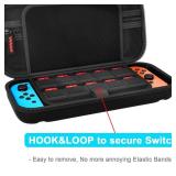 daydayup Switch Carrying Case Compatible with Nintendo Switch/Switch OLED, with 20 Games Cartridges Protective Hard Shell Travel Carrying Case Pouch for Console & Accessories, Black