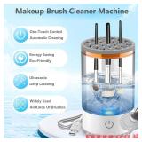 Electric Makeup Brush Cleaner Efficient Deep Cleaning and Drying of Mmake-Up Brushes Portable Automatic USB Cosmetic Brushes Cleaner Tool for All Size Beauty Makeup Brush Set(White)